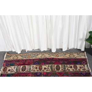 Vintage 18x4ft rojo beige estilo Kilim alfombra turca área grande lana rectángulo Patchwork diseño para entrada pasillo 10mm - Product Image 2