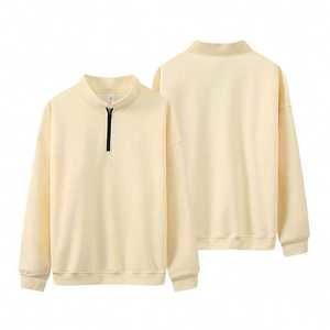 OEM Custom Polyester/Cotton Pullover 1/2 <b>Half</b> <b>Zip</b> <b>Sweatshirt</b> For <b>Men</b> Solid Pattern All Colors Available Custom Logo Low MOQ - Product Image 5