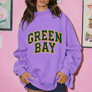 <b>Women</b> Oversized Mockneck Autumn Winter Sweatshirt Soft <b>Fleece</b> Casual Loose Fit Long Sleeve Cozy Pullover Fashion <b>Top</b> Front Logo - Product Image 5