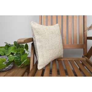 Oreiller en laine de luxe beige 18x18 pouces tissé motif vintage et moelleux Kilim Patchwork Design pour canapé literie coussin portable - Product Image 2