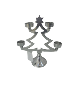 Support de l'Avent en aluminium au design moderne, fini nickel pour fête de Noël, éclairage, décoration, bougeoir fait à la main - Product Image 4