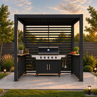 Pergola à lames orientables en aluminium avec toit rigide, idéale pour barbecue extérieur, terrasse, jardin et pelouse