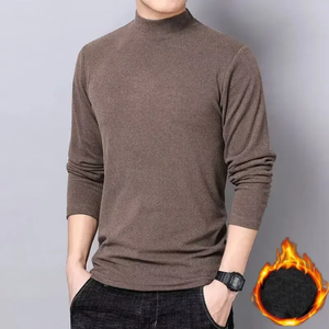 Camiseta Casual de Manga Larga para Hombre, Tejido Jersey de Poliéster/Algodón Grueso, Cuello Redondo, Corte Ajustado, Transpirable, Antiarrugas - Product Image 4