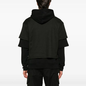 OEM personalizado elegante de doble capa de diseño Jersey textura Waffle Knit Overlay Sudadera con capucha para los hombres - Product Image 4