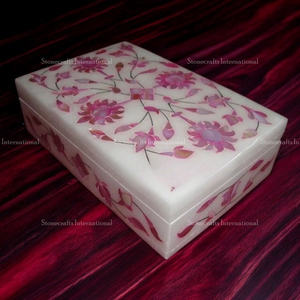 Boîte à bijoux personnalisée en marbre multicolore avec motif carré nacre Work Design moderne Emballage en carton durable doublure en bois - Product Image 1