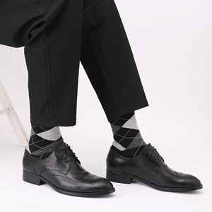 5 pares de calcetines de vestir para hombre de talla grande, calcetines de algodón peinado de alta calidad, calcetines casuales transpirables negros Cool Argyle para hombres - Product Image 3