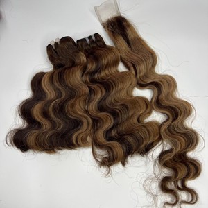 EXTENSIONS DE VÉRITABLES CHEVEUX HUMAINS POUR LA FABRICATION DE PERRUQUES STYLES BOUCLES ONDULÉS OR BRUN À SURVEILLANCE 100% DONNEUR UNIQUE - Product Image 3