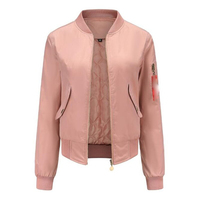 Blousons Bomber Imprimés en Satin Polyester Rose Vif pour Femmes, Personnalisables, Imperméables, avec Fermeture Éclair, en Nylon, Vente en Gros pour l'École