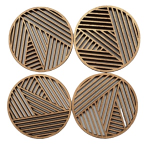 Posavasos decorativos de diseño simple para el hogar, Juego de 4 de té de madera de forma redondeada, proveedor al por mayor - Product Image 1