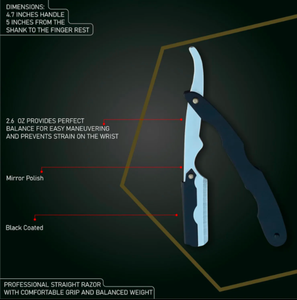 ANAAIF Rasoir de barbier à bord droit en acier inoxydable 100% avec 10 lames Rasoir de salon de coiffure noir argenté pour épilation du corps - Product Image 2
