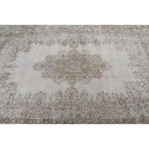 Tapis de 6,8 x 9,3 pieds, tapis turc vintage, tapis floral gris et blanc - Product Image 4
