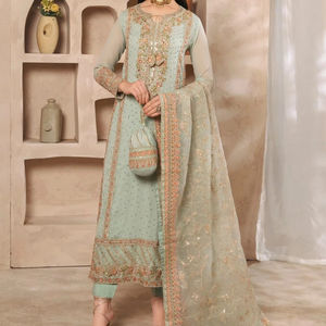 Ropa india y paquistaní para mujer, vestido de fiesta de 3 piezas de gasa, novedad de 2025, vestido de boda de gasa para mujer - Product Image 1