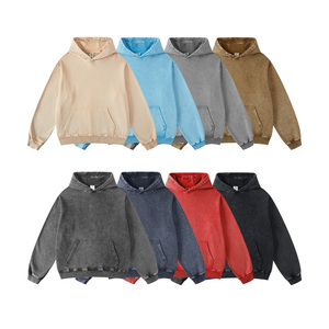 Sudadera con Capucha Personalizada de Lujo, 450 g/m², Felpa Francesa Gruesa, Estilo Vintage con Cierre, para Hombre, Invierno, Lavado Ácido, Desgastada, Secado Rápido, Transpirable, 100% - Product Image 1