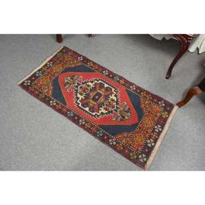 Turkish Kilim Patchwork Rug 1.8 X 3.6ft <b>Red</b> Black Flat Weave Eco Friendly <b>Wool</b> Latex Backing Hallway Rectangle Dining Room Model - Product Image 4