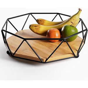 Cesta de almacenamiento de frutas de hierro de diseño moderno más vendida, tamaño personalizado, cesta de almacenamiento decorativa de Mesa para el hogar, decoración de Hotel recubierta de negro - Product Image 3