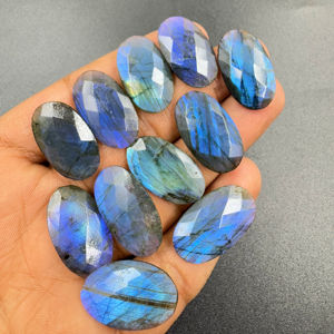 26x16mm Natural azul llamativo labradorita Checker corte Briolette forma ovalada alta calidad suelta para la fabricación de joyas lote al por mayor - Product Image 1