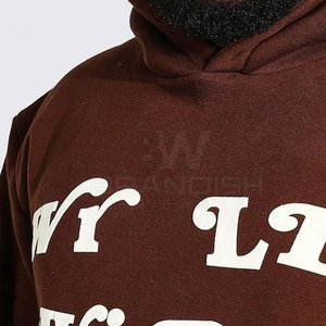 Vente en gros de service OEM Sweats à capuche à impression bouffante pour hommes de meilleure conception Sweats à capuche légers à impression bouffante de couleur unie - Product Image 3