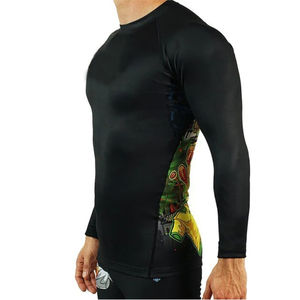 Logotipo personalizado de alta calidad al por mayor llano Jiu Jitsu camisas de compresión impresa de manga larga Mma para hombres Bjj Rashguard Rash Guard - Product Image 6