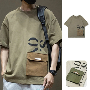 High Quality Custom Logo 100% Cotton Oversized <b>T</b>-<b>shirts</b> for <b>Men</b> Plain Printing Embroidery <b>T</b>-<b>shirt</b> With <b>Pocket</b> Private Label - Product Image 3