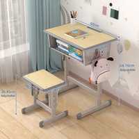 Ensemble bureau et chaise d'étude pour enfants avec crochet latéral et rangement sous le bureau, hauteur réglable pour enfants