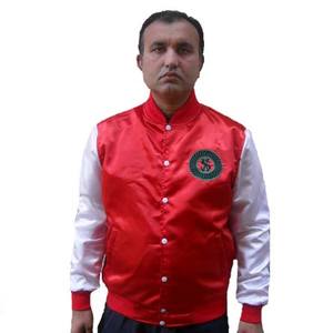 Parches de letras bordadas personalizadas Chaqueta de satén con bordado 3D vintage Chaqueta de alta calidad Chaqueta con logotipo personalizado para hombres - Product Image 2