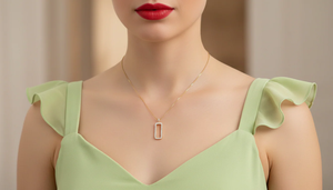 จี้รูปแท่งสี่เหลี่ยมผืนผ้าประดับเพชรทองคำ ดีไซน์เรียบหรู ทันสมัย สง่างาม ไม่ตกยุค เหมาะสำหรับผู้หญิง - Product Image 5