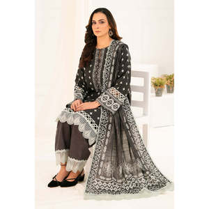 Ensemble 3 pièces Khaddar en coton imprimé pour femme, Salwar Kameez Dupatta K-52041, coupe ample, extensible, robe pakistanaise, tenue de festival indienne - Product Image 2