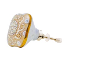 Perillas de cerámica Rosa marroquí con diseño de flor cuadrada y hexagonal único trabajo dorado para armarios de cocina y tocadores - Product Image 2