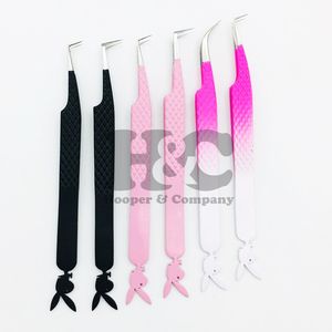 Pinzas para pestañas de calidad superior, pinzas inferiores, extensión de pestañas, pinzas rosas de acero inoxidable sostenibles de 90 grados, visón Curvo - Product Image 6