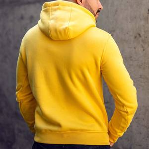 Hombres Deportes Amarillo Fleece Hoodies Custom Hoodies Bordado Liso Hoodies Hombres con Etiqueta Privada - Product Image 4