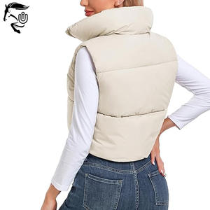 2025 femmes recadrée bouffant gilet demi-blanc hiver sans manches col montant fabriqué par Unbridleds Industry - Product Image 3