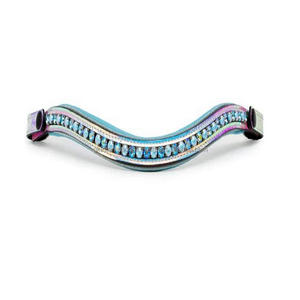 Luxe bleu clair perle et saphir décoratif mega bling doux rembourré cuir cheval front bande en plein cob sur les tailles commande en gros - Product Image 4