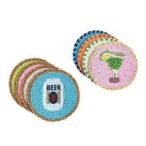 Classic Seed Beads Handmade <b>Coaster</b> Table Decor Fancy <b>Beaded</b> Embroidery <b>Coaster</b> Drink Accessories - Product Image 2