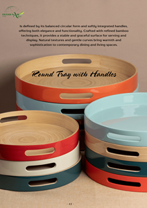 Wooden Bamboo Serving <b>Tray</b> | Natural Wicker Eco-Friendly Dishwasher Safe Food Contact Safe <b>Table</b> Decor Basket Traditional - Product Image 6
