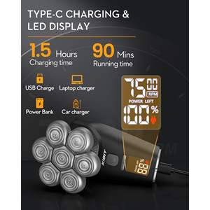 Tondeuse électrique pour hommes avec 7 têtes de rasage, étanche IPX7, pour cheveux, charge rapide - Product Image 1
