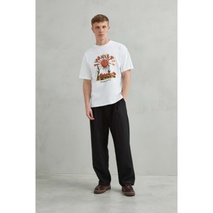 Unisex 100% oversize cotone bianco t-shirt Design "tramonto" con sole e Cactus stile deserto per gli uomini - Product Image 1