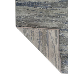 Alfombra Kavi Gris y Negra Anudada a Mano de Lana y Seda de Bambú, Diseño Teoría del Caos, Rectangular Abstracto para el Hogar y Pasillo, Modelo Esk-433(Fr) - Product Image 5