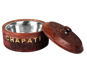 Wholesale Supplier Double Wall Wooden Hot Pot with Chapati Box <b>Shape</b> Newly Designed Home Kitchen Food Storage for Giveaways - Product Image 1