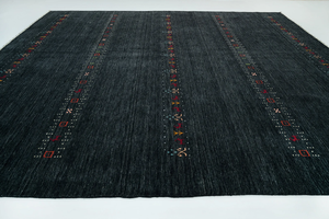 Alfombra Gabbeh de Lana Negra Hecha a Mano con Diseño Tribal para Sala de Estar, Dormitorio, Decoración Moderna y Minimalista para el Hogar - Product Image 5