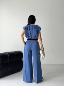 Ensemble pantalon deux pièces personnalisable pour femme, col halter, sans manches, longueur genou, en polyester, fabriqué en Turquie - Product Image 2
