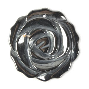 Pendentif en hématite naturelle sculpté en forme de fleur, perle pour la fabrication de bijoux, prix de gros - Product Image 1