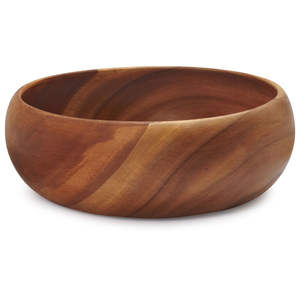 Bol de service en bois au design élégant, bol rond en bois naturel pour salade et fruits, pour une utilisation en cuisine, bol en bois multi-usages - Product Image 3