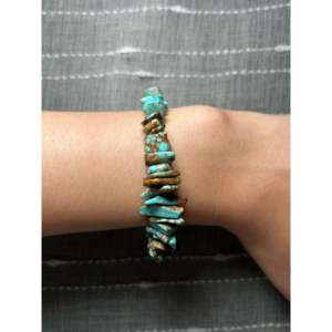 Ethnic Style Navajo Made #8 Turquoise & Sterling <b>Silver</b> Link <b>Bracelet</b> - Product Image 3