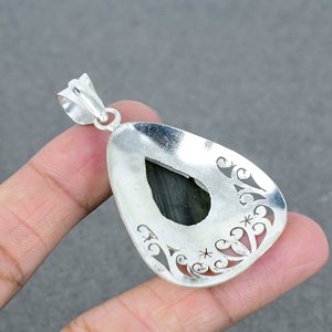 Onyx Pierre Pendentif 925 Argent Plaqué Laiton Vintage Design Charme Femmes Fille Anniversaire Fête Porter Pendentif En Gros prix de gros - Product Image 4