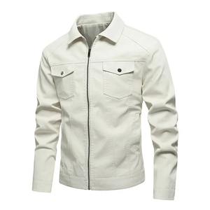 2025แจ็คเก็ตหนังขี่มอเตอร์ไซค์แบบลำลองของผู้ชายเสื้อโค้ทหนังปกเข้ารูปทำจากหนังแกะเสื้อโค้ทป้องกันลมแฟชั่นสำหรับฤดูใบไม้ร่วง - Product Image 4