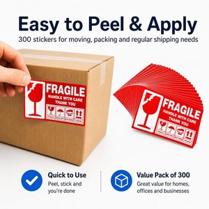 Red Adhesive Paper <b>Fragile</b> Shipping Labels Handle Care <b>Stickers</b> Keep Dry Do Not Trample Upward Packaging Decals Variety Size - Product Image 3