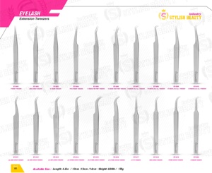 Outils pour cils en acier inoxydable, fournisseur d'usine en gros, pinces à cils courbées et droites de haute précision pour extensions de cils - Product Image 6