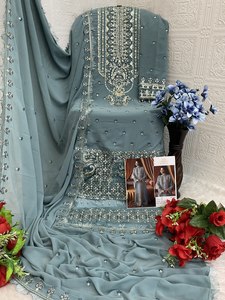 Femmes Style moderne Faux Georgette bas costumes lourde broderie séquence travail indien pakistanais vêtements en gros approvisionnement meilleur - Product Image 5