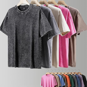 Camisetas Extra Grandes con Lavado Ácido para Hombre, 100% Algodón, Cuello Redondo, Manga Corta, Corte Regular, Estilo Casual Urbano, Transpirable - Product Image 2