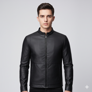 แจ็คเก็ตกันลมมีซิปสำหรับนักขี่จักรยานหนังแท้วินเทจเข้ารูปเข้ารูปมีซิปสำหรับฤดูหนาว - Product Image 4